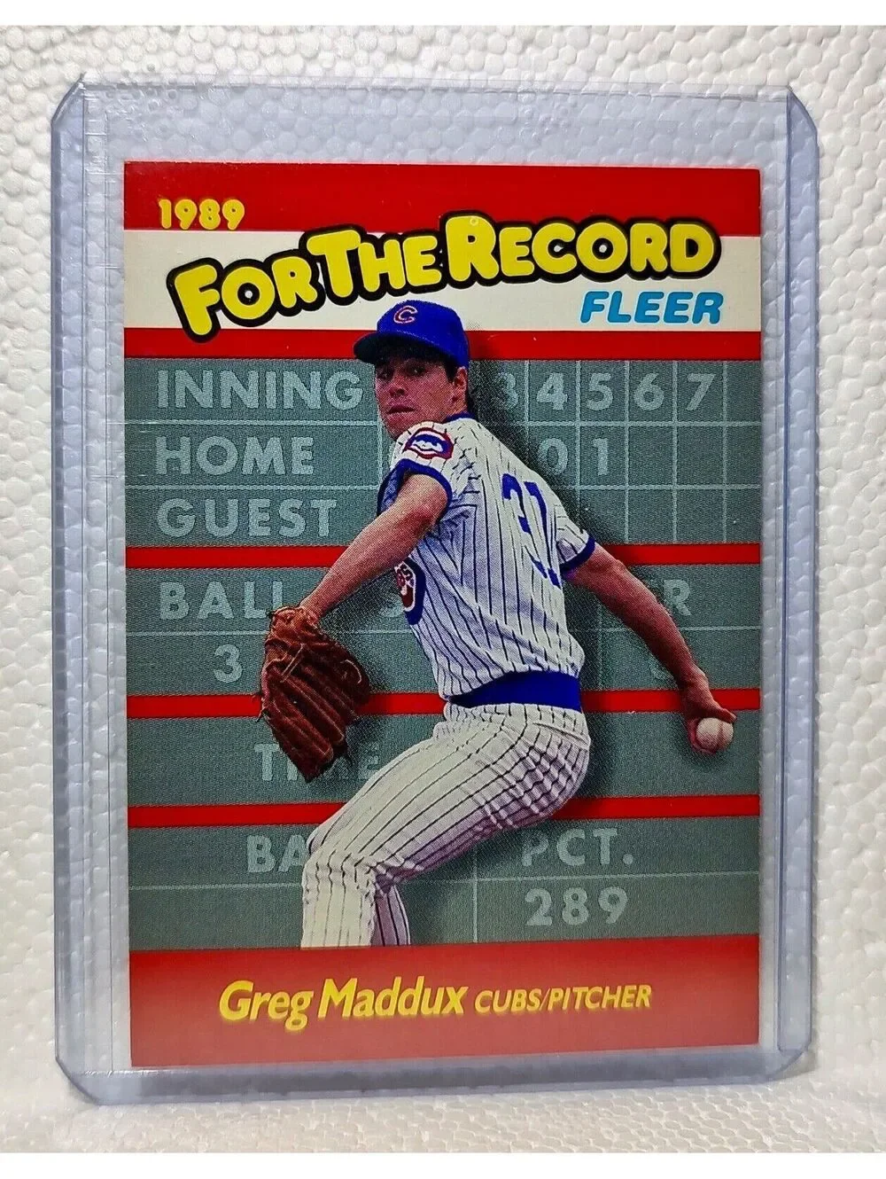 Greg Maddux 1989 Fleer MLB #5 For The Record Baseball Card Chicago Cubs